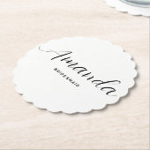 モダン ミニマル スクリプト ブライズメイド ペーパーコースター (アングル)