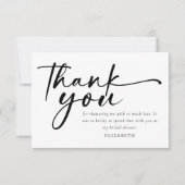 モダン ミニマル スクリプト ブライダル シャワー サンキューカード (正面)