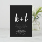 モダン ミニマル スクリプト ブラック＆ホワイト ウェディング 招待状 (スタンド正面)