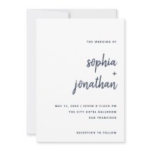 モダン ミニマル スクリプト | 白とネイビーの結婚式