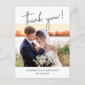 モダン ミニマル スクリプト 結婚式 フォト サンクス ポストカード (正面)