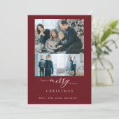 モダン ミニマル スクリプト 3 フォト メリー クリスマス レッド (スタンド正面)