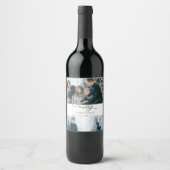 モダン ミニマル スクリプト 3 フォト メリー クリスマス ワインラベル (正面)