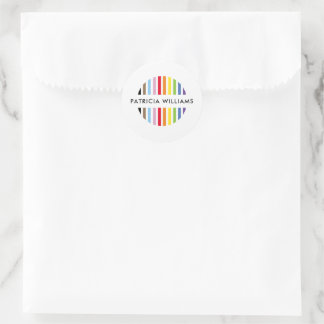 モダン ミニマル ストライプ ロゴ レインボー プライド LGBTQ ラウンドシール