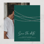 モダン ミニマル ストリング ライト フォト セーブ ザ デート セーブザデート (正面/裏面)