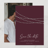 モダン ミニマル ストリング ライト フォト セーブ ザ デート セーブザデート (正面/裏面)