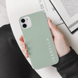 モダン ミニマル セージグリーン 名前入り iPhone 15 PRO MAXケース