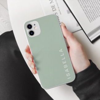 モダン ミニマル セージグリーン 名前入り iPhone 15 PRO MAXケース