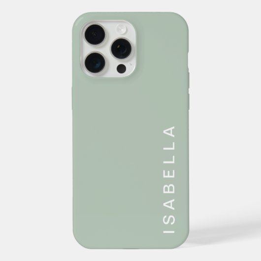 モダン ミニマル セージグリーン 名前入り iPhoneケース (裏面)