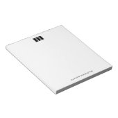 モダン ミニマル ソリッド ブラック ホワイト カスタム モノグラム ノートパッド (アングル)