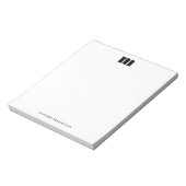 モダン ミニマル ソリッド ブラック ホワイト カスタム モノグラム ノートパッド (回転)