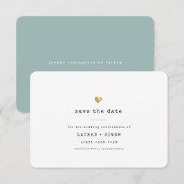 モダン ミニマル タイプライター ゴールド ハート ウェディング セーブザデート