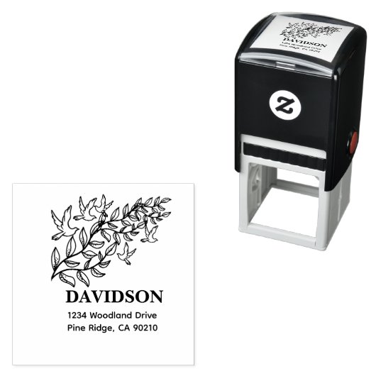 モダン ミニマル タイポグラフィ ネーム 返送先 住所 鳥 セルフインキングスタンプ (インサイチュ)