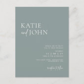 モダン ミニマル ダスティーブルー ウェディングフォト 案内ポストカード (正面)