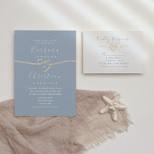 モダン ミニマル ダスティーブルー ウェディング 招待状