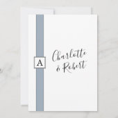 モダン ミニマル ダスティーブルー モノグラム ウェディング 招待状 (裏面)