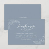 モダン ミニマル ダスティーブルー 結婚式 出席返信カード 招待状 (正面/裏面)