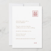 モダン ミニマル ダブルハピネス 中国風 結婚式 招待状 (正面)
