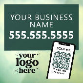 モダン ミニマル ダークグリーン QRコード 企業 ロゴ ウィンドウサイン (シート3)