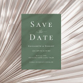 モダン ミニマル ダークセージグリーン Save the Date 招待状