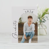 モダン ミニマル ツー フォト ツイン 卒業パーティー 招待状 (スタンド正面)