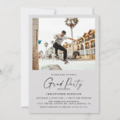 モダン ミニマル ツー フォト ツイン 卒業パーティー 招待状 (裏面)