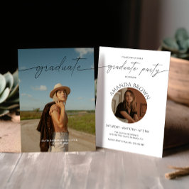 モダン ミニマル ツー フォト 卒業パーティー 招待状