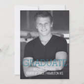 モダン ミニマル ティール アートデコ 卒業 案内状 (正面)