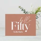 モダン ミニマル テラコッタ シンプル 50歳の誕生日 招待状 (スタンド正面)