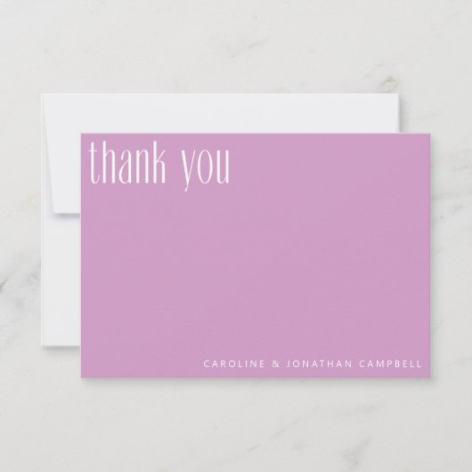 モダン ミニマル トレンディ オーキッド カスタム ウェディング タ サンキューカード (正面)