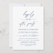 モダン ミニマル ネイビーブルー 結婚式挙式 招待状 (正面)