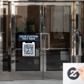 モダン ミニマル ネイビーブルー QRコード 企業 ロゴ ウィンドウサイン (オフィスドア)