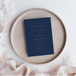 モダン ミニマル ネイビー ゴールド リハーサル ディナー 招待状