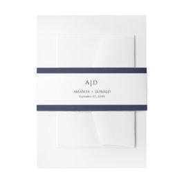 モダン ミニマル ネイビー モノグラム ウェディング 招待状ベリーバンド