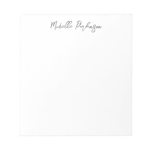 モダン ミニマル ネーム パーソナライズド カリグラフィー ノートパッド (正面)