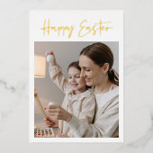 モダン ミニマル ハッピーイースター ファミリー | 本物のホイル 箔シーズンカード (正面)