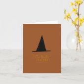 モダン ミニマル ハッピー スプーキ ハロウィン ウィッチ ハット カード (黄色い花)