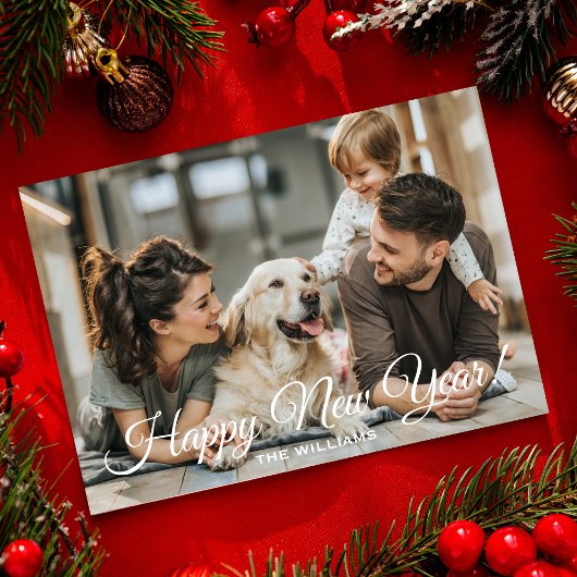 モダン ミニマル ハッピー ニューイヤー フォト シーズンカード