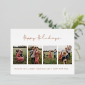 モダン ミニマル ハッピー ホリデーズ 4 枚の写真 コラージュ 箔シーズンカード (立ち正面)