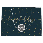 モダン ミニマル ハッピー ホリデー ビジネス ロゴ ラージペーパーバッグ (裏面)
