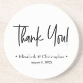 モダン ミニマル ハンドレタリング ウェディング サンクス コースター (正面)