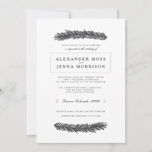 モダン ミニマル パイン 招待状 (正面)