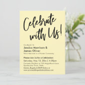 モダン ミニマル パステルイエロー 一緒にお祝いしよう！ 招待状 (スタンド正面)