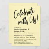 モダン ミニマル パステルイエロー 一緒にお祝いしよう！ 招待状 (正面/裏面)