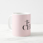モダン ミニマル パーソナライズド CEO ピンク コーヒーマグカップ (正面左)