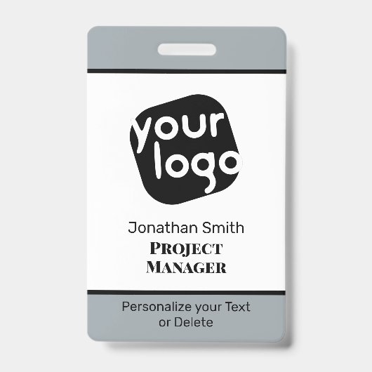 モダン ミニマル パーソナライズ カンファレンス ID バッジ (正面)