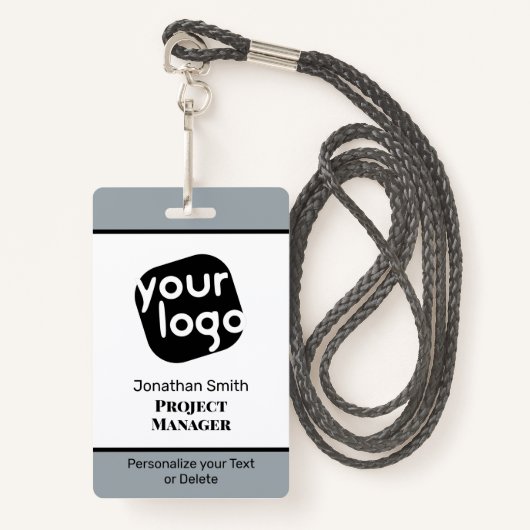 モダン ミニマル パーソナライズ カンファレンス ID バッジ (正面ランヤード)