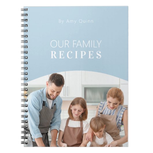 モダン ミニマル パーソナライズ フォト with 白いテキスト ノートブック (正面)