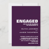 モダン ミニマル パープルエンゲージメントパーティー 招待状 (正面)
