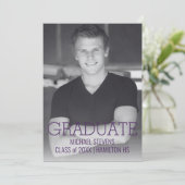 モダン ミニマル パープル アートデコ 卒業 案内状 (スタンド正面)